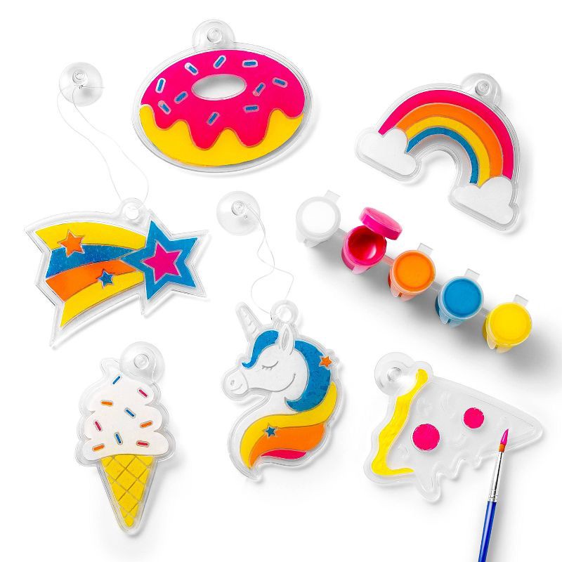 slide 4 of 4, Create-Your-Own Suncatchers Kit - Mondo Llama™: DIY Painting Craft Kit for Kids, Includes 2 Brushes, 20 Pieces, Ages 6+, 20 ct