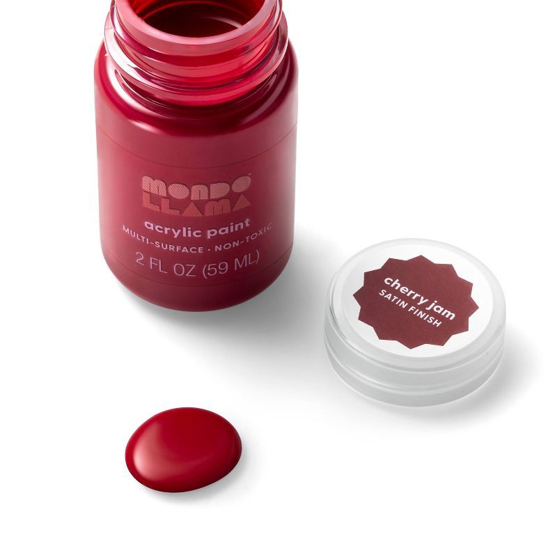 slide 2 of 3, 2 fl oz Satin Acrylic Paint Dark Red - Mondo Llama™: Multi-Surface, Non-Toxic, Water-Based Craft Paint, 2 fl oz