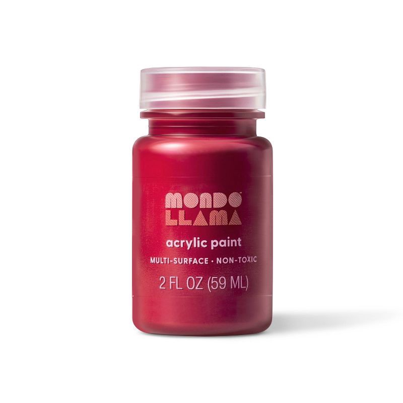 slide 1 of 3, 2 fl oz Satin Acrylic Paint Dark Red - Mondo Llama™: Multi-Surface, Non-Toxic, Water-Based Craft Paint, 2 fl oz