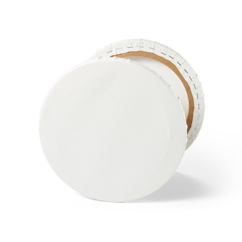 slide 2 of 3, 10" Round Stretched Canvas White - Mondo Llama™, 1 ct
