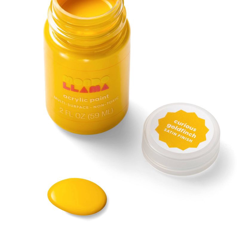 slide 2 of 3, 8 fl oz Satin Acrylic Paint Yellow - Mondo Llama™: Multi-Surface, Non-Toxic, Water-Based Craft Paint, 8 fl oz