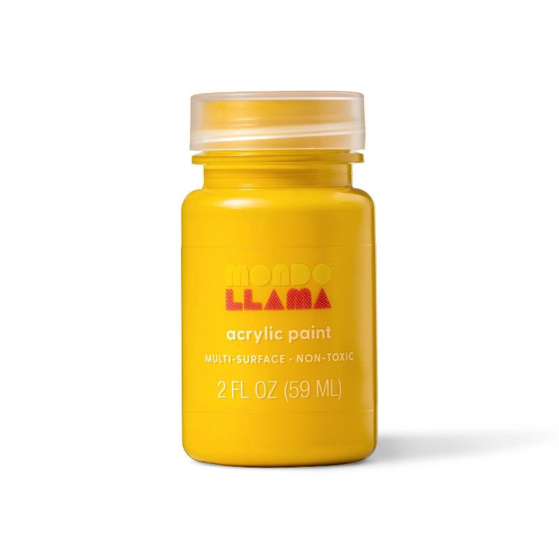 slide 1 of 3, 8 fl oz Satin Acrylic Paint Yellow - Mondo Llama™: Multi-Surface, Non-Toxic, Water-Based Craft Paint, 8 fl oz