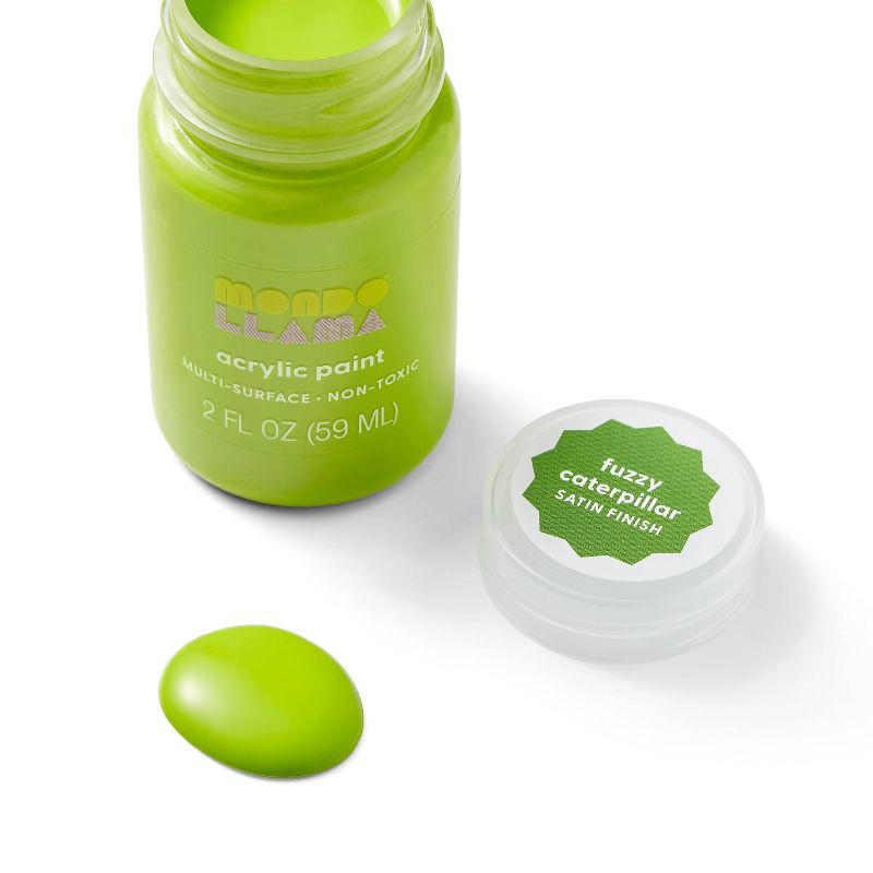 slide 2 of 3, 2 fl oz Satin Acrylic Paint Green - Mondo Llama™: Multi-Surface, Non-Toxic, Water-Based Craft Paint, 2 fl oz