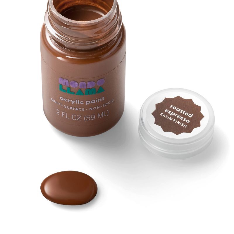 slide 2 of 3, 2 fl oz Satin Acrylic Paint Chocolate Brown - Mondo Llama™: Multi-Surface, Non-Toxic, Craft Paint, Water-Based, 2 fl oz