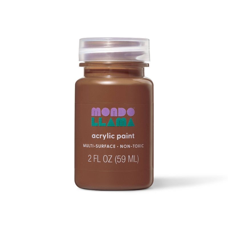 slide 1 of 3, 2 fl oz Satin Acrylic Paint Chocolate Brown - Mondo Llama™: Multi-Surface, Non-Toxic, Craft Paint, Water-Based, 2 fl oz