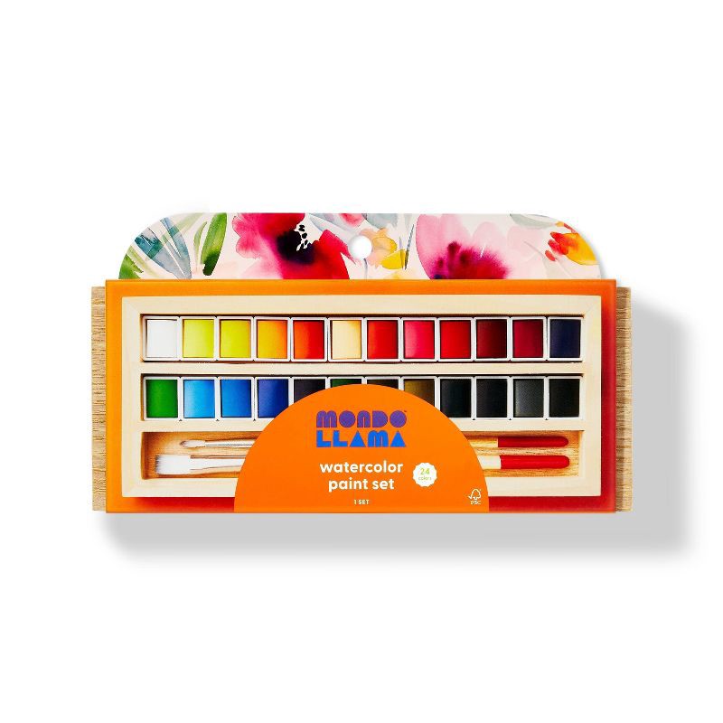 slide 1 of 5, 24ct Watercolor Paint Set - Mondo Llama™, 24 ct