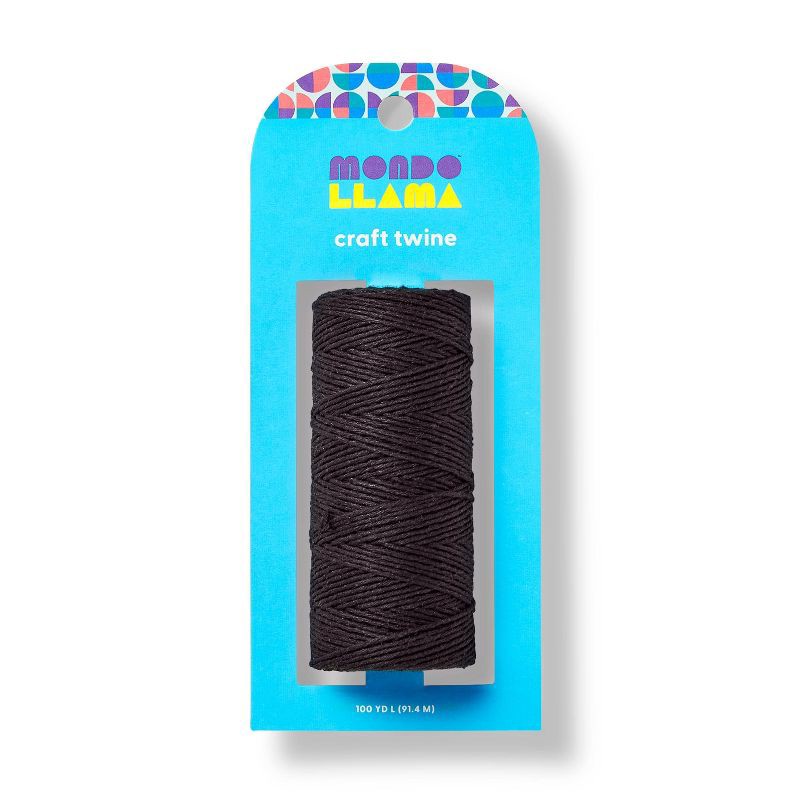 slide 1 of 3, 100yd Craft Twine Black - Mondo Llama™: Cotton Yarn & Ribbon for Art, Stationery, Office, 300ft Length, 300 ft