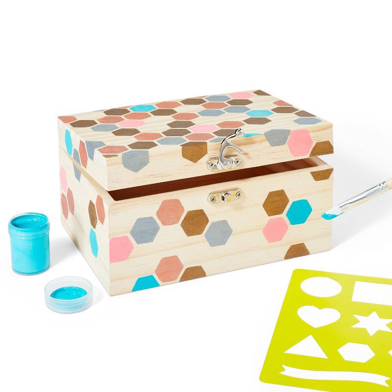 slide 3 of 3, Wood Jewelry Box - Mondo Llama™: Unfinished Wooden Craft, Adult Use, 3.7" Height, 6.97" Width, 5.35" Depth, 1 ct