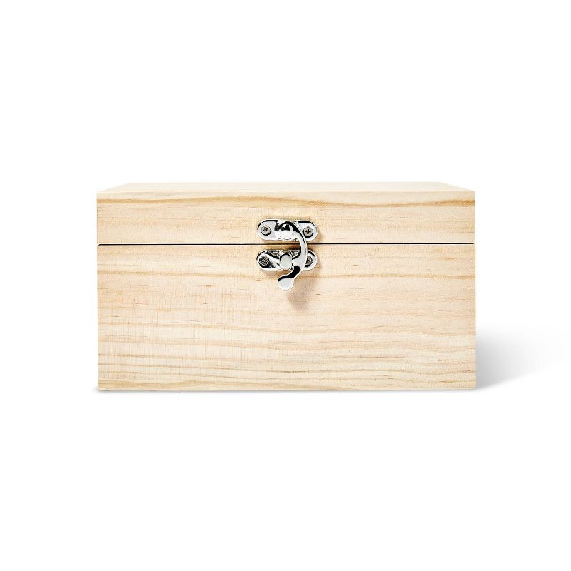 slide 1 of 3, Wood Jewelry Box - Mondo Llama™: Unfinished Wooden Craft, Adult Use, 3.7" Height, 6.97" Width, 5.35" Depth, 1 ct