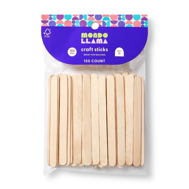 slide 1 of 3, 150ct Craft Sticks Natural - Mondo Llama™, 150 ct