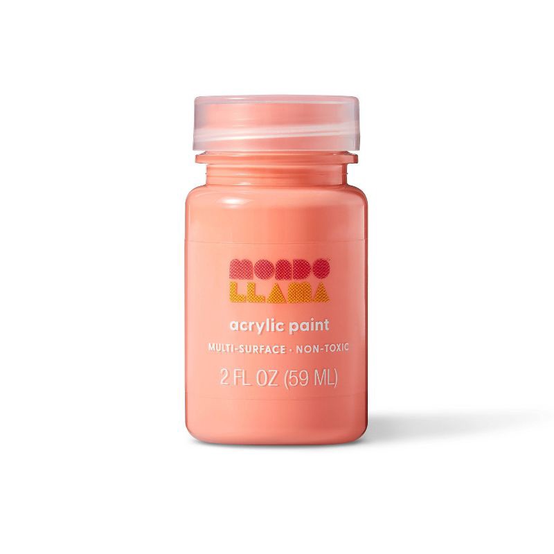 slide 1 of 3, 2 fl oz Satin Acrylic Paint Coral - Mondo Llama™: Multi-Surface, Non-Toxic, Water-Based Craft Paint, Age 13+, 2 fl oz