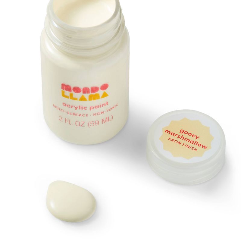 slide 2 of 3, 2 fl oz Satin Acrylic Paint White - Mondo Llama™: Multi-Surface, Non-Toxic, Water-Based Craft Paint, Age 13+, 2 fl oz