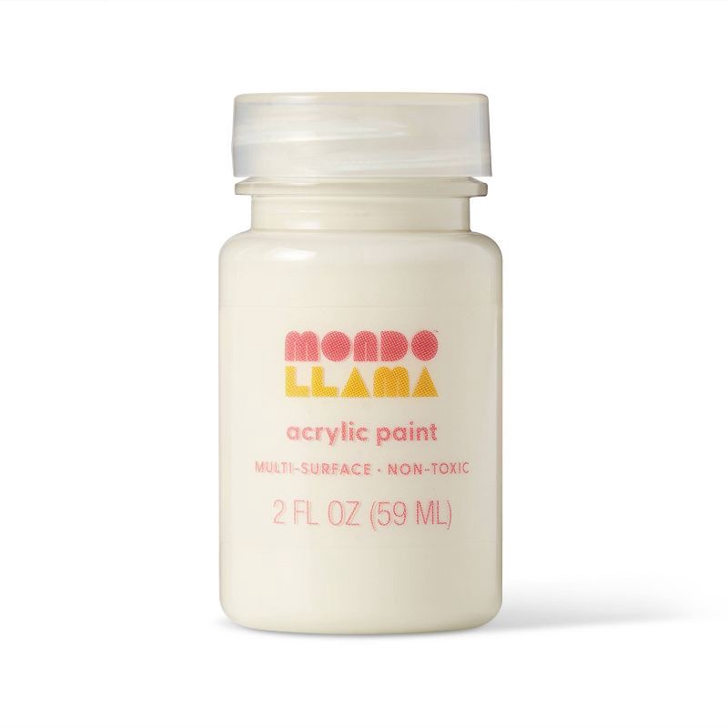 slide 1 of 3, 2 fl oz Satin Acrylic Paint White - Mondo Llama™: Multi-Surface, Non-Toxic, Water-Based Craft Paint, Age 13+, 2 fl oz
