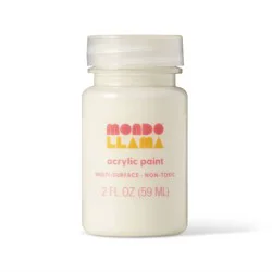 2 fl oz Satin Acrylic Paint White - Mondo Llama™: Multi-Surface, Non-Toxic, Water-Based Craft Paint, Age 13+