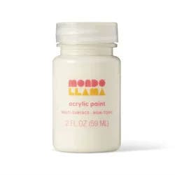 2 fl oz Satin Acrylic Paint White - Mondo Llama™: Multi-Surface, Non-Toxic, Water-Based Craft Paint, Age 13+