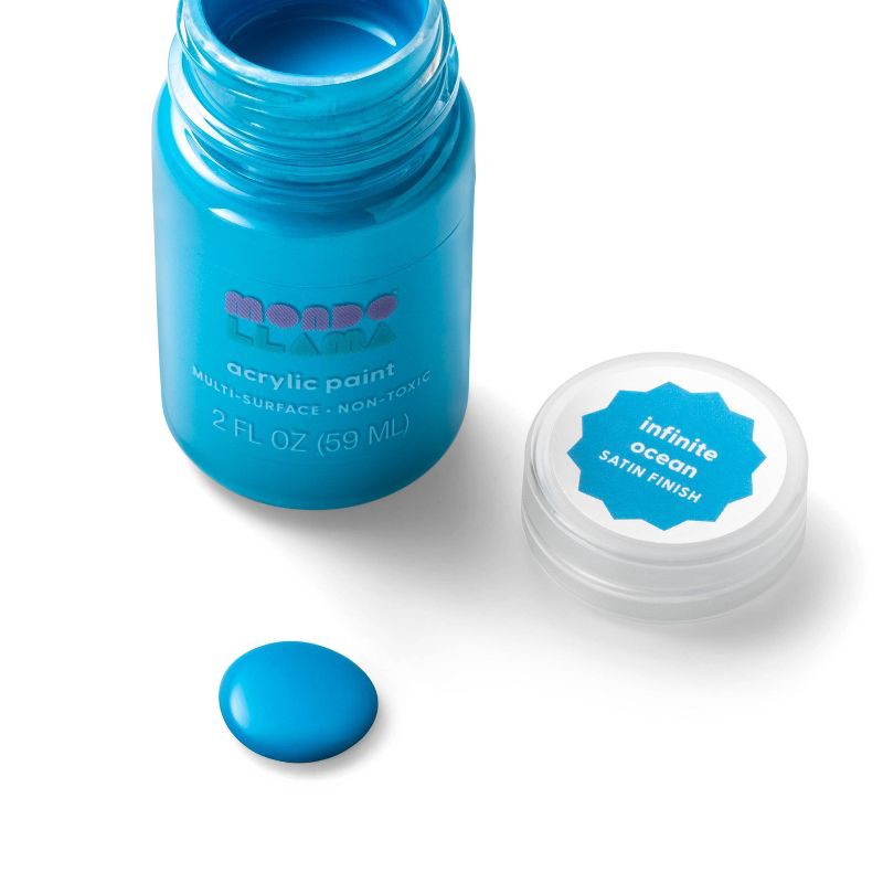 slide 2 of 3, 2 fl oz Satin Acrylic Paint Peacock Blue - Mondo Llama™: Multi-Surface, Non-Toxic, Water-Based Craft Paint, 2 fl oz