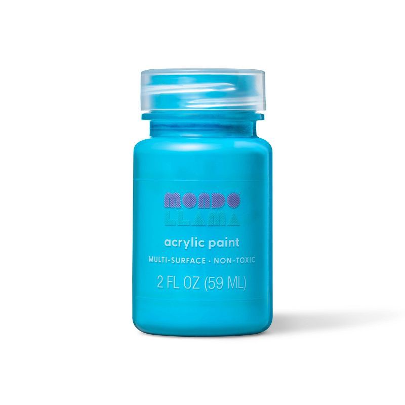 slide 1 of 3, 2 fl oz Satin Acrylic Paint Peacock Blue - Mondo Llama™: Multi-Surface, Non-Toxic, Water-Based Craft Paint, 2 fl oz