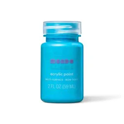 2 fl oz Satin Acrylic Paint Peacock Blue - Mondo Llama™: Multi-Surface, Non-Toxic, Water-Based Craft Paint