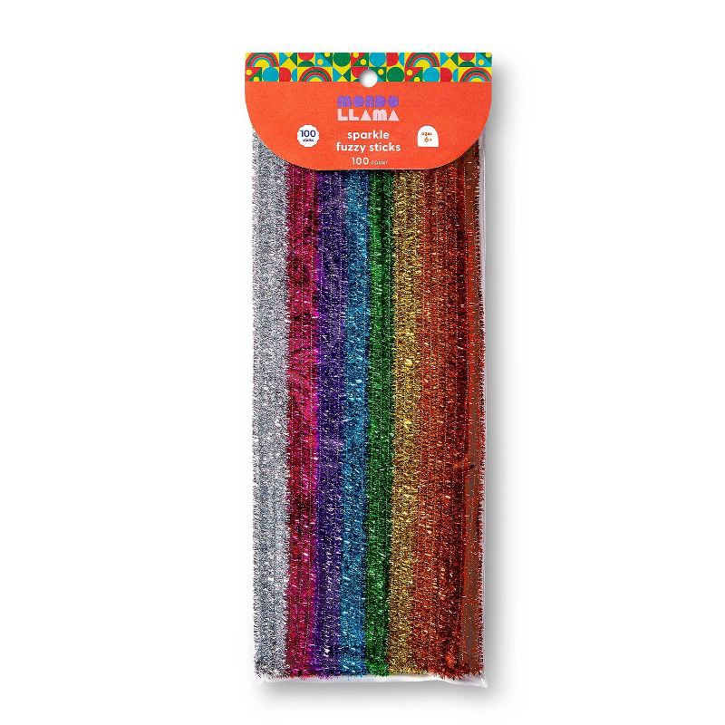 slide 1 of 3, 100ct Sparkle Fuzzy Sticks - Mondo Llama™, 100 ct