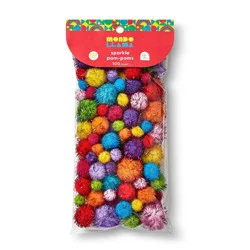 100ct Sparkle Pom-Poms - Mondo Llama™: Multicolor Craft Embellishments, PET & Polypropylene, Ages 6+, 100 Pieces