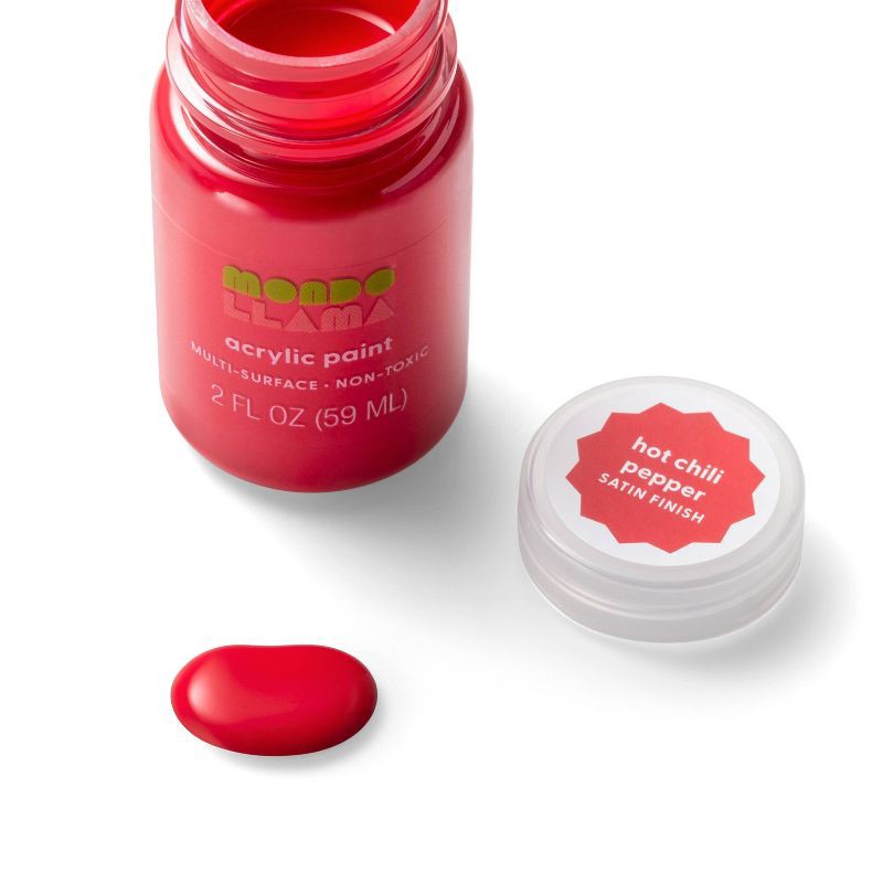 slide 2 of 3, 2 fl oz Satin Acrylic Paint Ladybug Red - Mondo Llama™: Multi-Surface, Non-Toxic, Water-Based Craft Paint, 2 fl oz