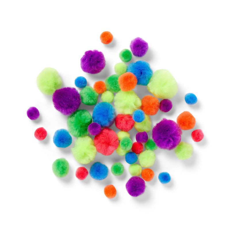 slide 2 of 3, 100ct Neon Pom-Poms - Mondo Llama™: Multicolor Acrylic Craft Embellishments, Ages 6+, 100 Pieces, 100 ct