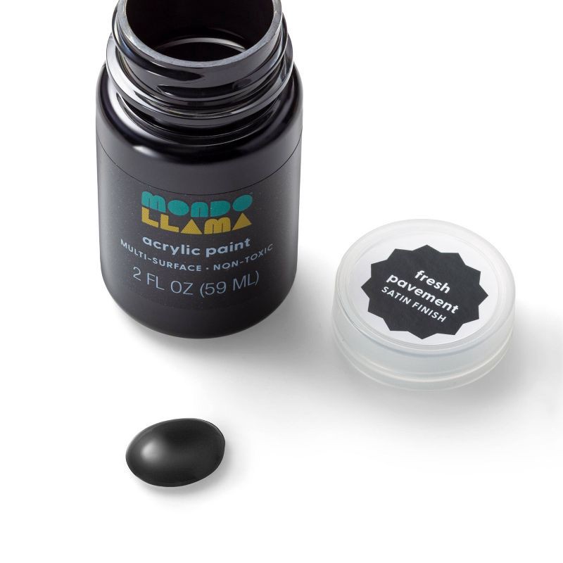 slide 2 of 3, 8 fl oz Satin Acrylic Paint Black - Mondo Llama™: Multi-Surface, Non-Toxic, Water-Based Craft Paint, 8 fl oz