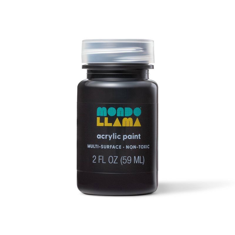 slide 1 of 3, 8 fl oz Satin Acrylic Paint Black - Mondo Llama™: Multi-Surface, Non-Toxic, Water-Based Craft Paint, 8 fl oz