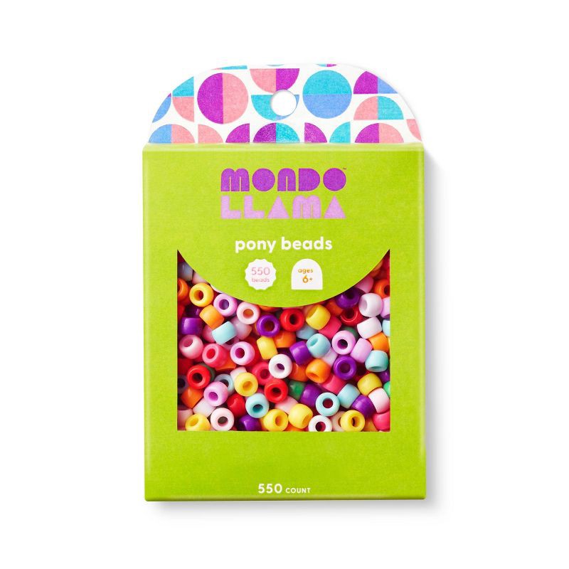 slide 1 of 4, 550ct Pony Beads - Mondo Llama™: Multicolor Plastic Craft Embellishments, Kandi & Hair Beads, Ages 6+, 550 ct
