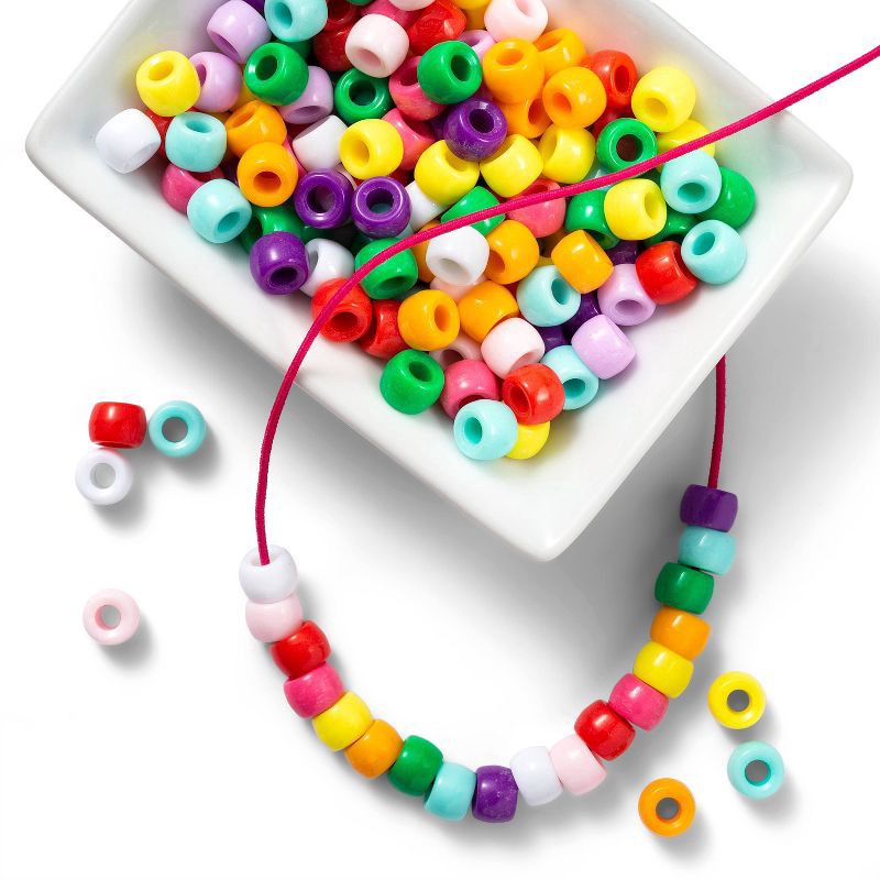 slide 4 of 4, 550ct Pony Beads - Mondo Llama™: Multicolor Plastic Craft Embellishments, Kandi & Hair Beads, Ages 6+, 550 ct