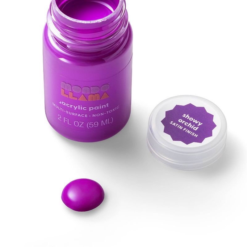 slide 2 of 3, 2 fl oz Satin Acrylic Paint Violet - Mondo Llama™: Multi-Surface, Non-Toxic, Water-Based Craft Paint, 2 fl oz