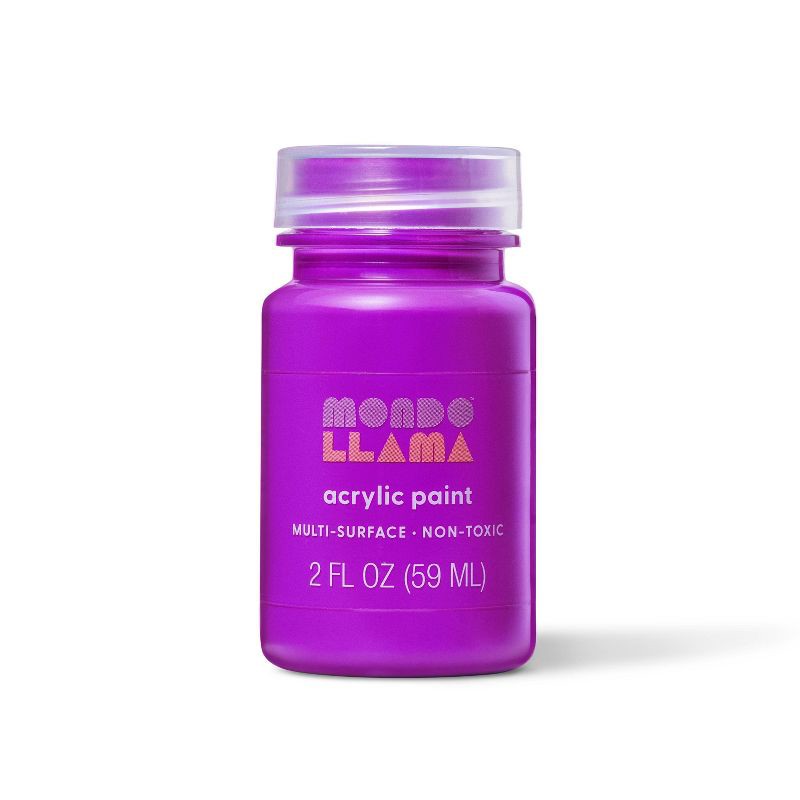 slide 1 of 3, 2 fl oz Satin Acrylic Paint Violet - Mondo Llama™: Multi-Surface, Non-Toxic, Water-Based Craft Paint, 2 fl oz