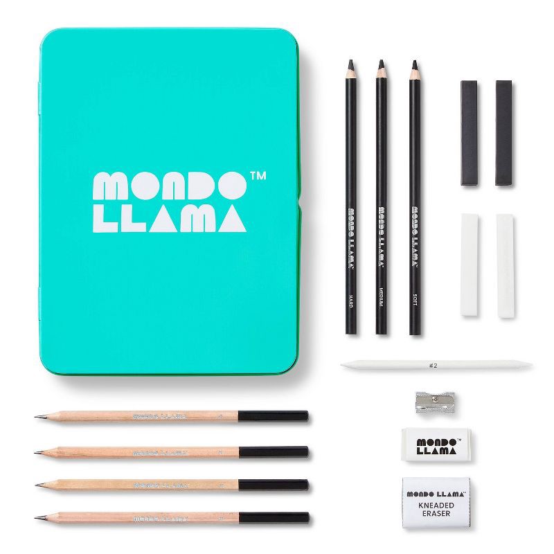 slide 2 of 5, 15pc Charcoal Drawing Set - Mondo Llama™, 15 ct