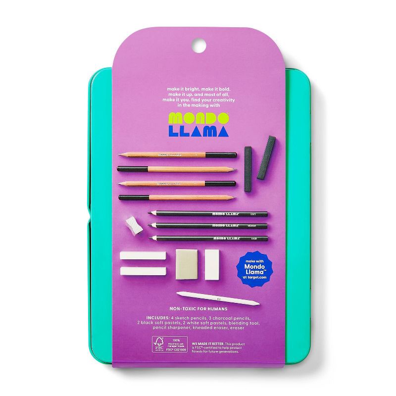 15pc Charcoal Drawing Set Mondo Llama 15 ct Shipt