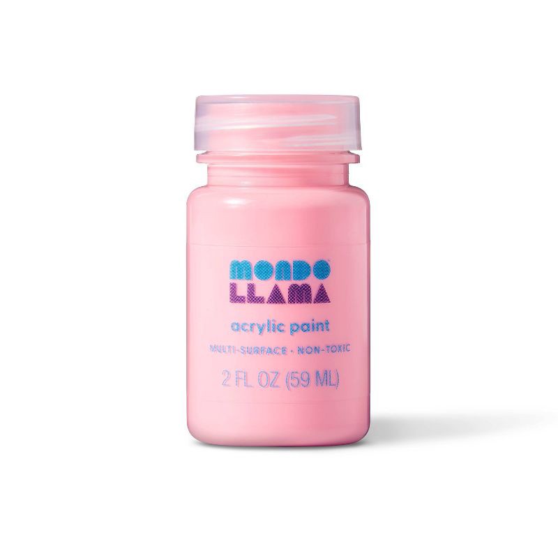 slide 1 of 3, 2 fl oz Satin Acrylic Paint Coral Pink - Mondo Llama™: Multi-Surface, Non-Toxic, Water-Based Craft Paint, 2 fl oz