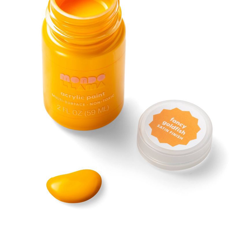 slide 2 of 3, 2 fl oz Satin Acrylic Paint Carrot Yellow - Mondo Llama™: Multi-Surface, Non-Toxic, Water-Based Craft Paint, 2 fl oz