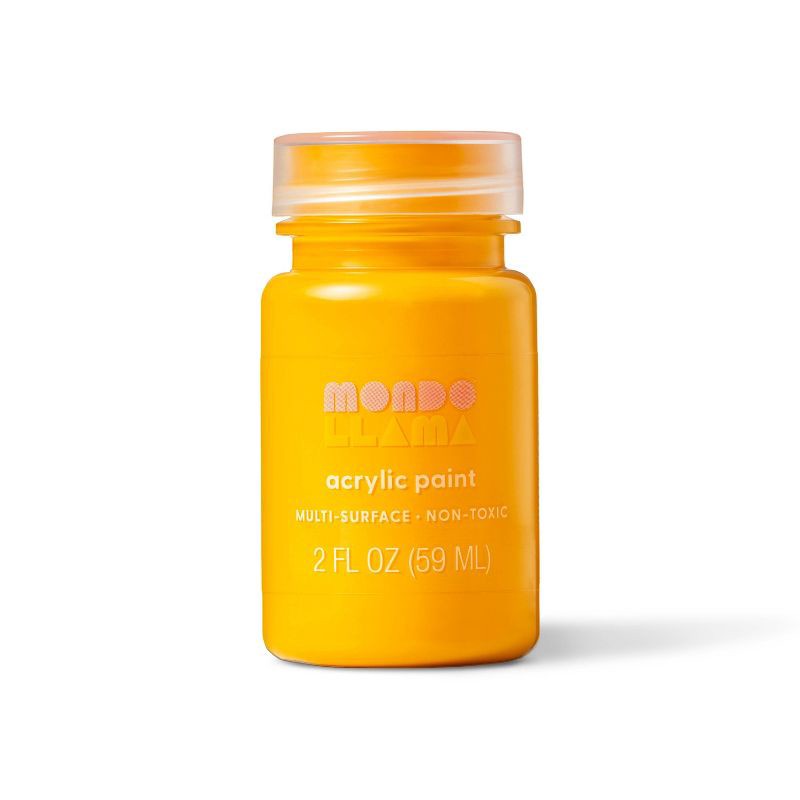 slide 1 of 3, 2 fl oz Satin Acrylic Paint Carrot Yellow - Mondo Llama™: Multi-Surface, Non-Toxic, Water-Based Craft Paint, 2 fl oz