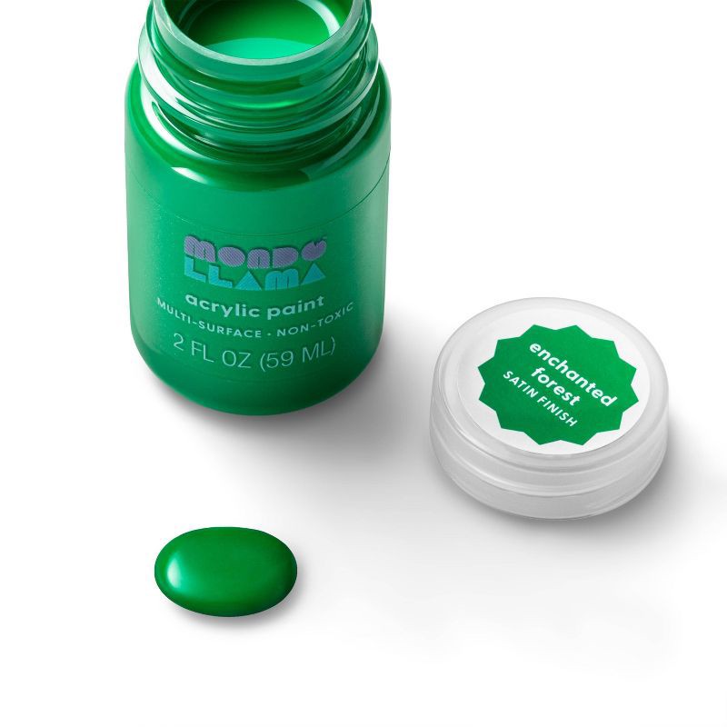 slide 2 of 3, 2 fl oz Satin Acrylic Paint Emerald Green - Mondo Llama™: Multi-Surface, Non-Toxic, Water-Based Craft Paint, 2 fl oz