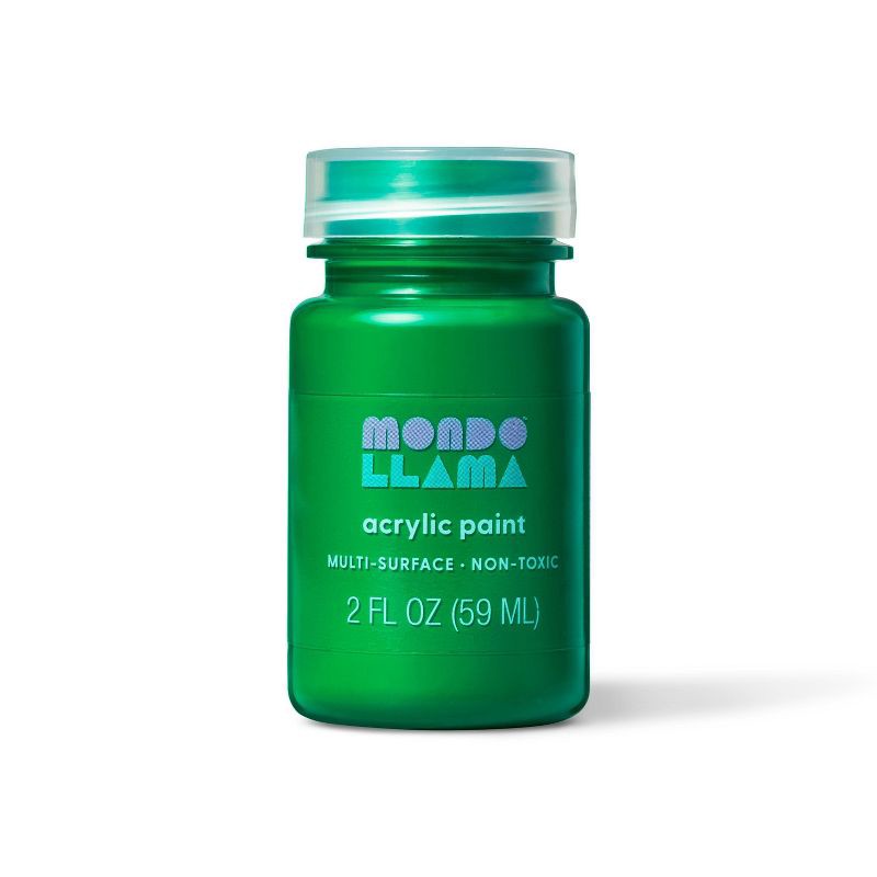 slide 1 of 3, 2 fl oz Satin Acrylic Paint Emerald Green - Mondo Llama™: Multi-Surface, Non-Toxic, Water-Based Craft Paint, 2 fl oz