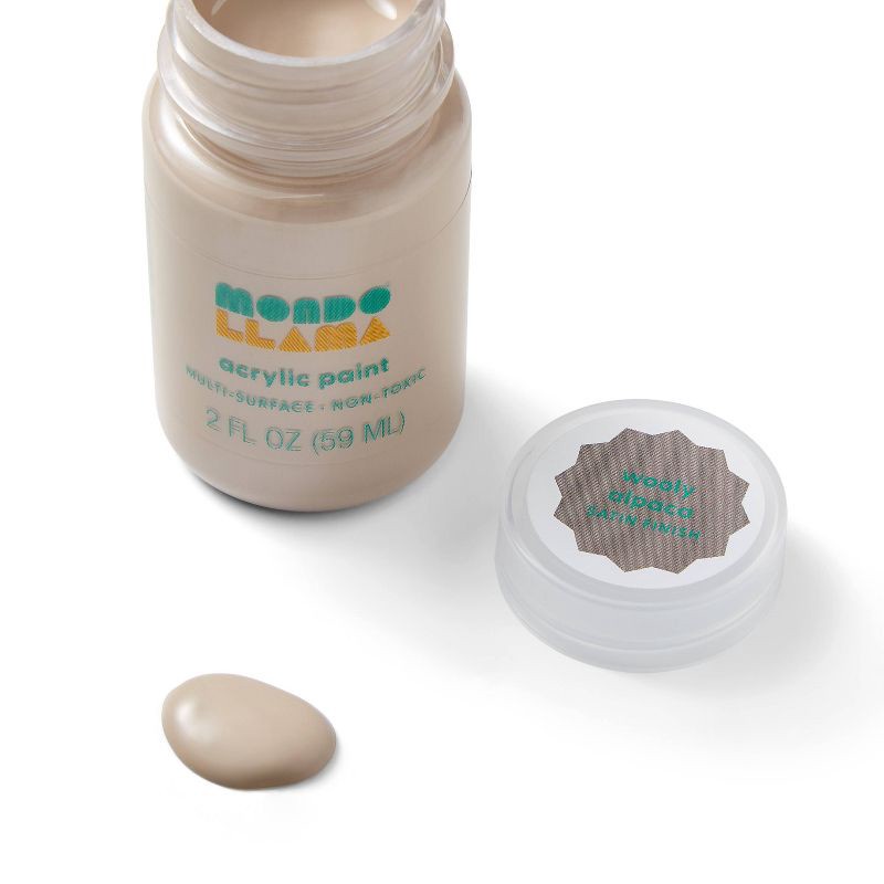 slide 2 of 3, 2 fl oz Satin Acrylic Paint Off-White - Mondo Llama™: Multi-Surface, Non-Toxic, Craft Paint, Water-Based Acrylic, 2 fl oz