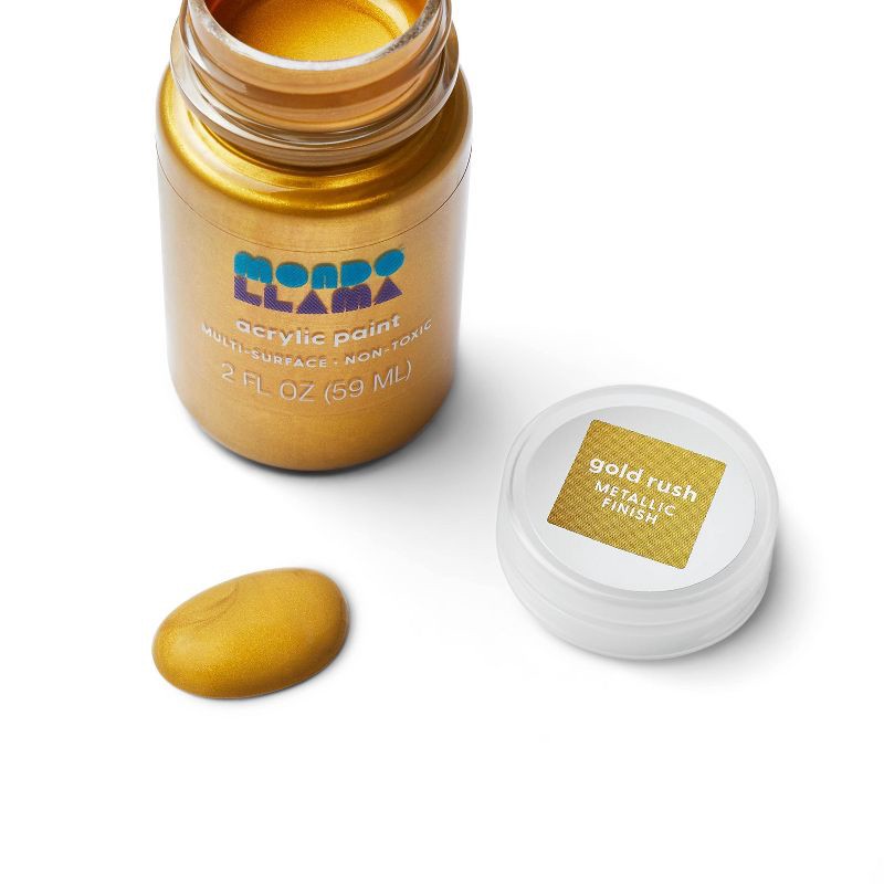slide 2 of 3, 2 fl oz Metallic Acrylic Paint Gold - Mondo Llama™: Water-Based, Non-Toxic, Multi-Surface Craft Paint, Ages 13+, 2 fl oz