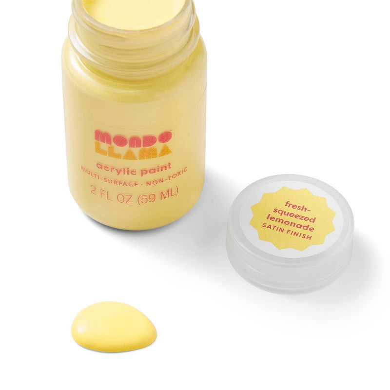 slide 2 of 3, 2 fl oz Satin Acrylic Paint Daffodil Yellow - Mondo Llama™: Multi-Surface, Non-Toxic, Water-Based Craft Paint, 2 fl oz