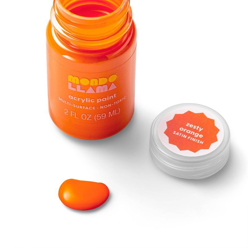slide 2 of 3, 2 fl oz Satin Acrylic Paint Light Orange - Mondo Llama™: Multi-Surface, Non-Toxic, Craft Paint, Water-Based, 2 fl oz