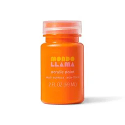2 fl oz Satin Acrylic Paint Light Orange - Mondo Llama™: Multi-Surface, Non-Toxic, Craft Paint, Water-Based