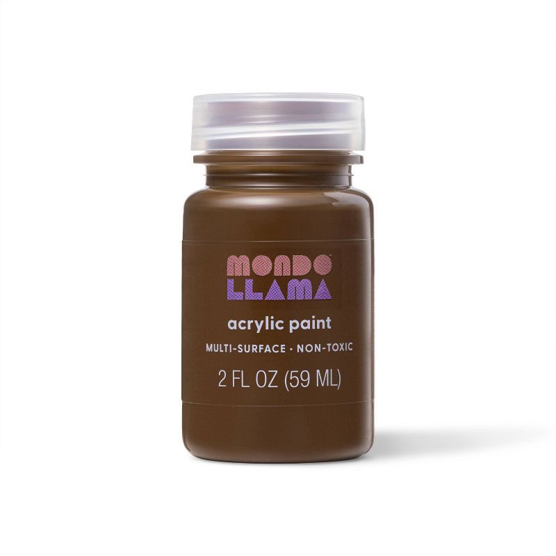 slide 1 of 3, 2 fl oz Satin Acrylic Paint Dark Chocolate - Mondo Llama™: Multi-Surface, Non-Toxic, Water-Based Craft Paint, 2 fl oz