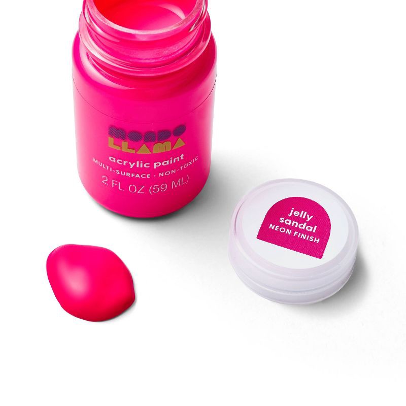 slide 2 of 3, 2 fl oz Neon Acrylic Paint Pink - Mondo Llama™: Multi-Surface, Non-Toxic, Water-Based Craft Paint, 2 fl oz