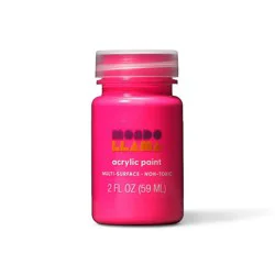 2 fl oz Neon Acrylic Paint Pink - Mondo Llama™: Multi-Surface, Non-Toxic, Water-Based Craft Paint