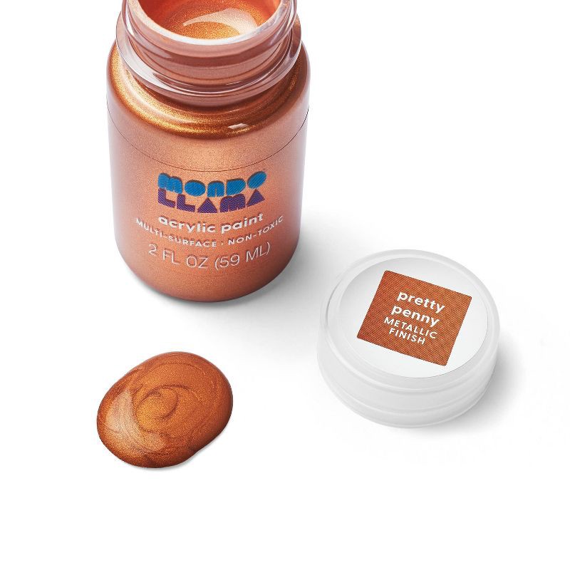 slide 2 of 3, 2 fl oz Metallic Acrylic Paint Copper - Mondo Llama™: Multi-Surface, Non-Toxic, Water-Based Craft Paint, 2 fl oz