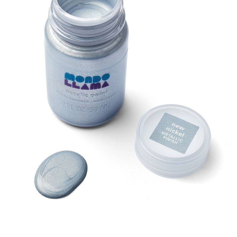 slide 2 of 3, 2 fl oz Metallic Acrylic Paint Light Silver - Mondo Llama™: Multi-Surface, Non-Toxic, Water-Based Craft Paint, 2 fl oz