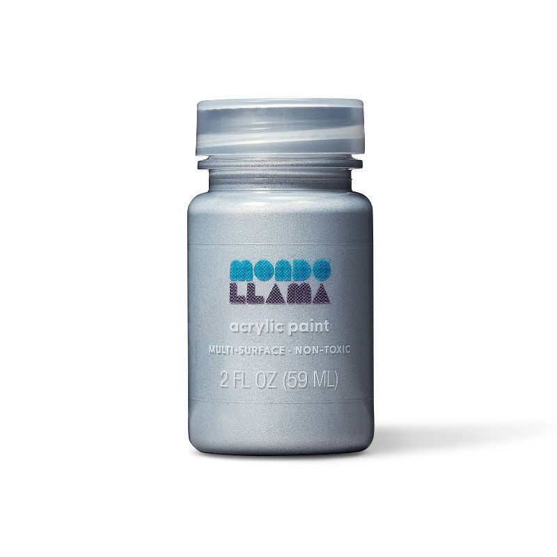 slide 1 of 3, 2 fl oz Metallic Acrylic Paint Light Silver - Mondo Llama™: Multi-Surface, Non-Toxic, Water-Based Craft Paint, 2 fl oz